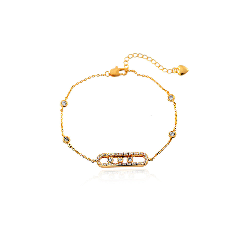 [Zhou Yutong Style] Sliding Three Diamond Necklace Light Luxury Niche Paperclip Choker Bracelet for Women