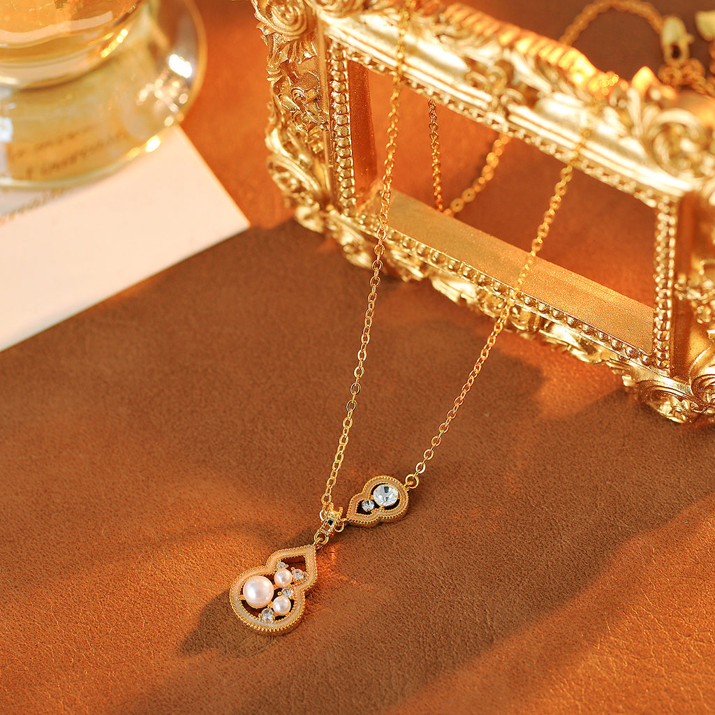 New High-End Design Lucky Gourd Necklace Elegant New Chinese Style National Style Collarbone Chain for Women