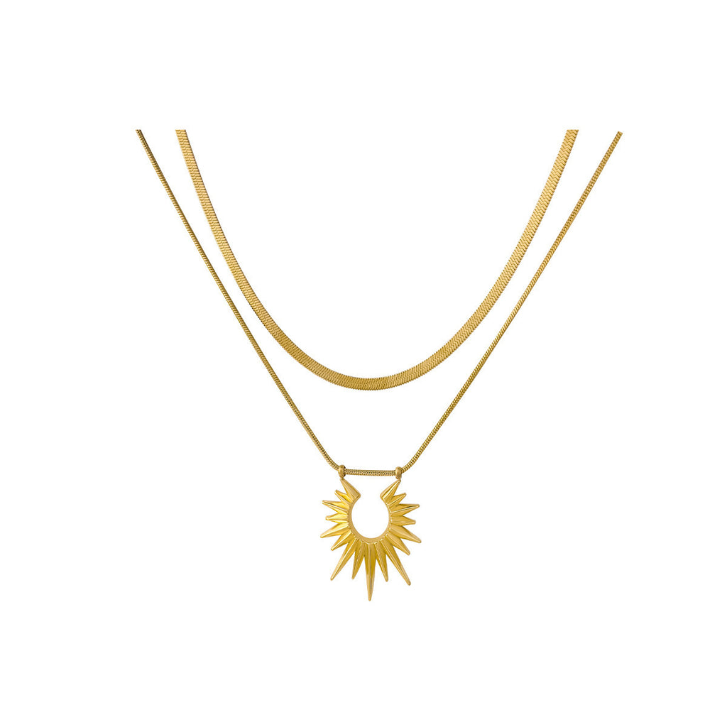Titanium Steel Double Layer Stacked Collarbone Chain New Hot-Selling Sun God Light Luxury Niche High-End Spring Summer Women's Necklace