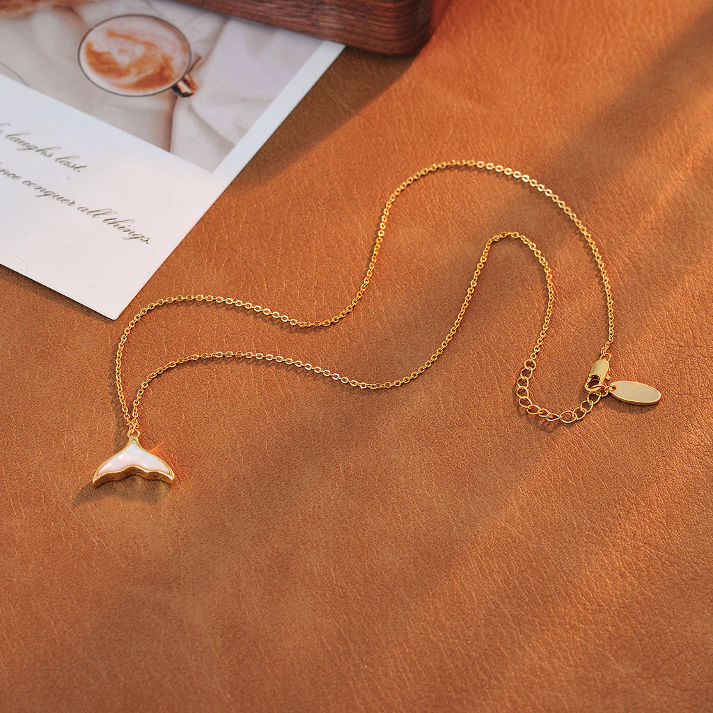 European and American Cross-Border Fish Born with You Shell Necklace for Women Versatile Elegant Hot-Selling Collarbone Chain Qixi Gift for Girlfriend