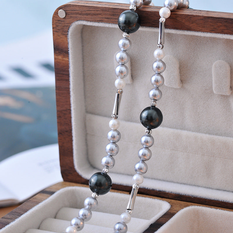 Pearl Beads Shijia Pearl Mixed Long Sweater Chain Simple Fashion Double Layer Overlay Multiple Wearing Methods