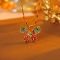 Liu Shishi Same Style Shijia Colorful Butterfly Necklace High-end Light Luxury Stunning Dopamine Necklace for Women
