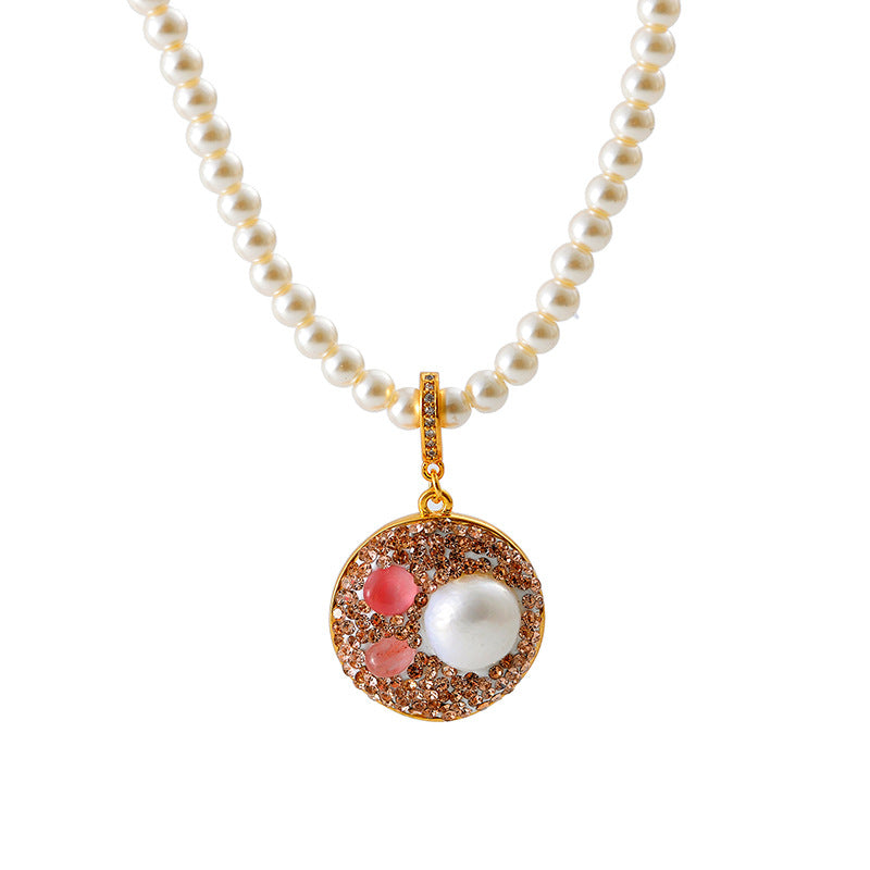 New Natural Pearl Baroque Necklace Micro Inlaid Zircon Rabbit High-end Light Luxury Choker Versatile Necklace