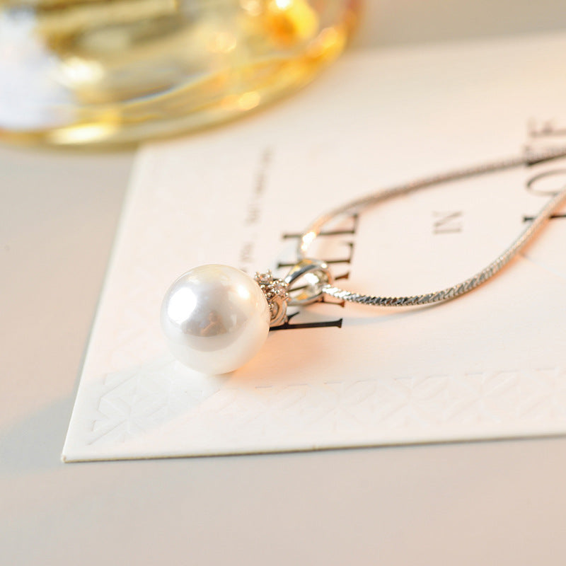 New Year's Pearl Necklace for Women, Shijia Pumpkin Cover, Perfectly Round, Light Luxury, High-End Feel, Versatile and Exquisite Collarbone Chain