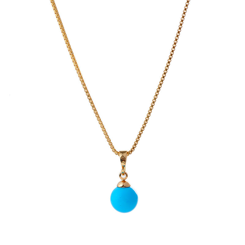 European and American Cross-Border Bestselling INS Style Blue Earth Pendant Fashion Exquisite High-End Collarbone Chain Necklace