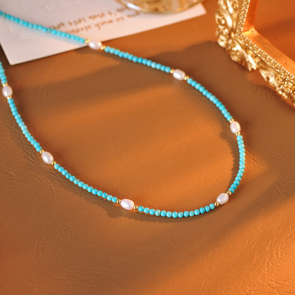 Vintage Green Beaded Freshwater Pearl Necklace New Hot-Selling Collarbone Chain Light Luxury Niche Design Choker