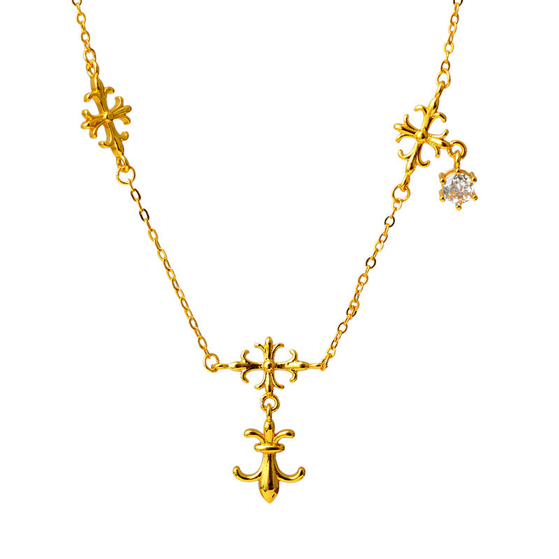 New Chinese Style Retro Iris Flower Necklace Light Luxury Niche Design Suitable for Autumn Collarbone Chain Versatile High-end Feel for Women