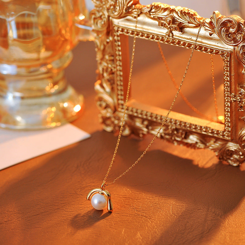 French Retro Simple Elegant U-Shaped Pearl Necklace for Women, Everyday Versatile High-End Necklace