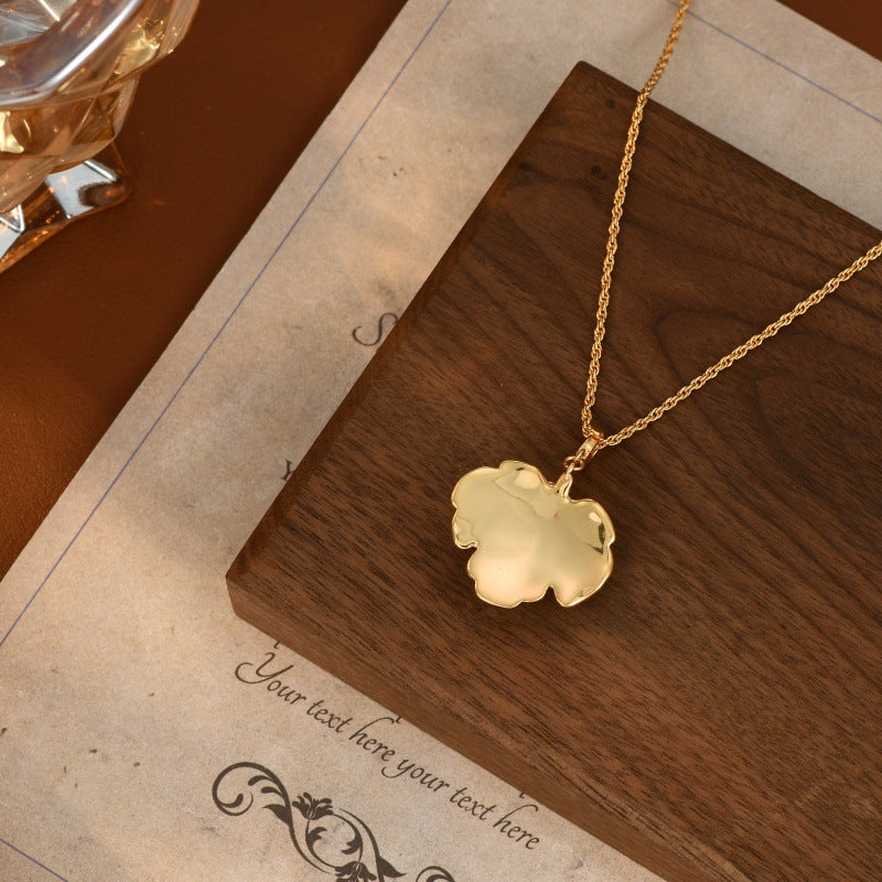 Real Gold Plated New Chinese Style Elegant Collarbone Chain for Women High-end Enamel Oil Drop Lotus Leaf Butterfly Pearl Necklace