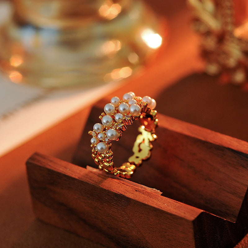 Unique Full Diamond Open Ring, New Fashion Simulated Pearl Index Finger Ring for Women