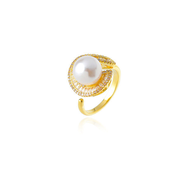 Temperament pearl ring women's niche design new popular ring simple high-end ring ring