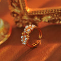 French Adjustable Open Ring, Niche Simulated Pearl Design for Personalized Index Finger Jewelry