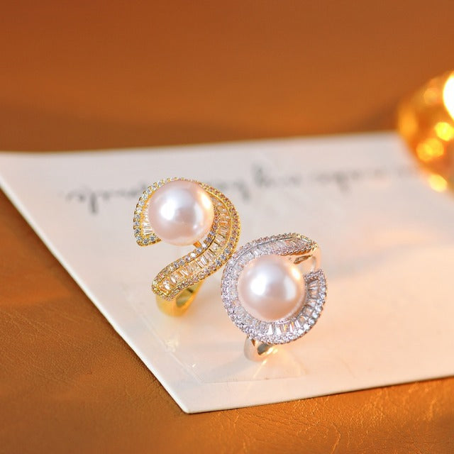 Temperament pearl ring women's niche design new popular ring simple high-end ring ring