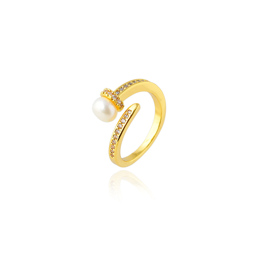 Minimalist Simulated Pearl Ring for Women, Light Luxury New Design Versatile Niche Jewelry