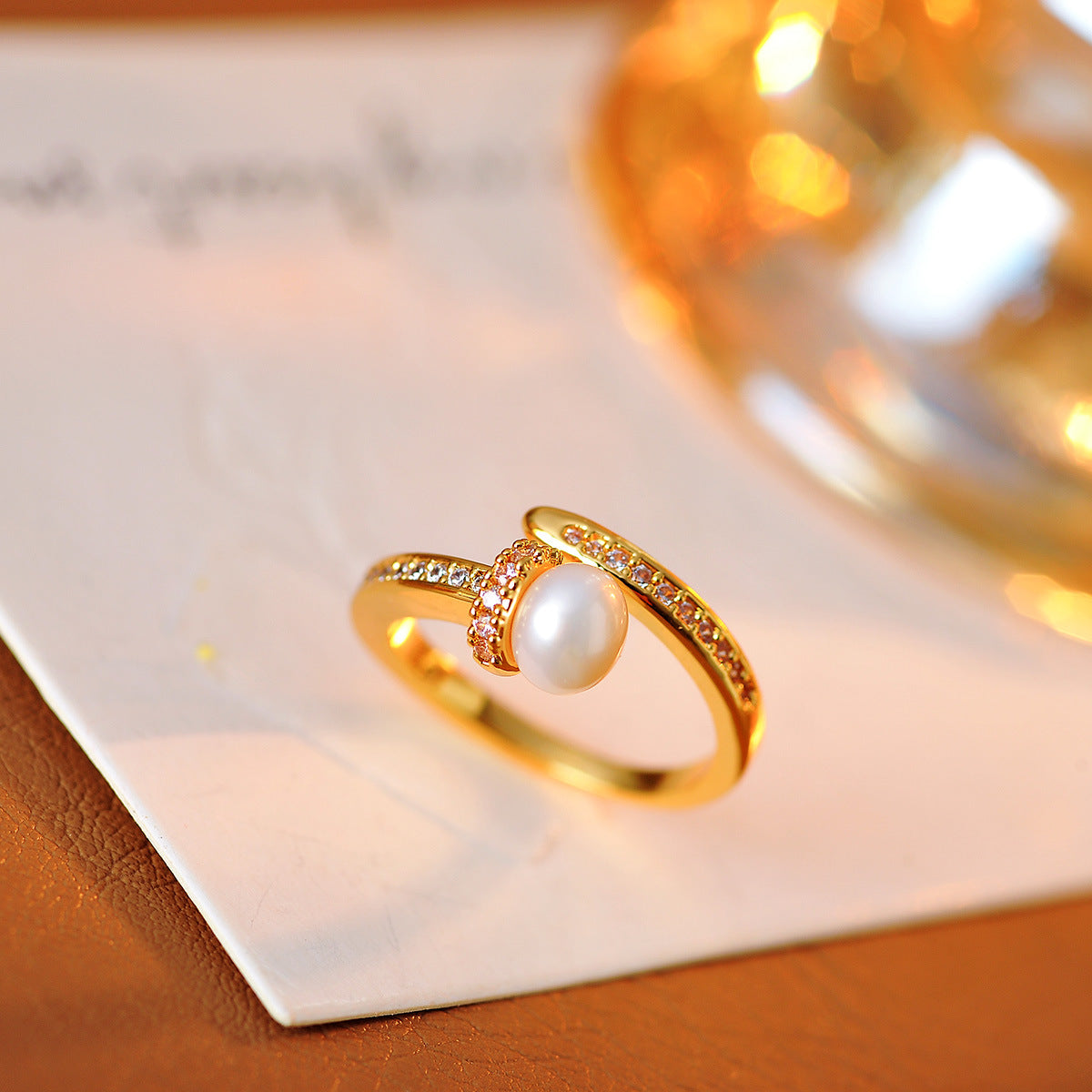 Minimalist Simulated Pearl Ring for Women, Light Luxury New Design Versatile Niche Jewelry