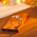 Chanel-style Simulated Pearl & Zircon Open Ring, Small Luxury Exquisite Index Finger Ring