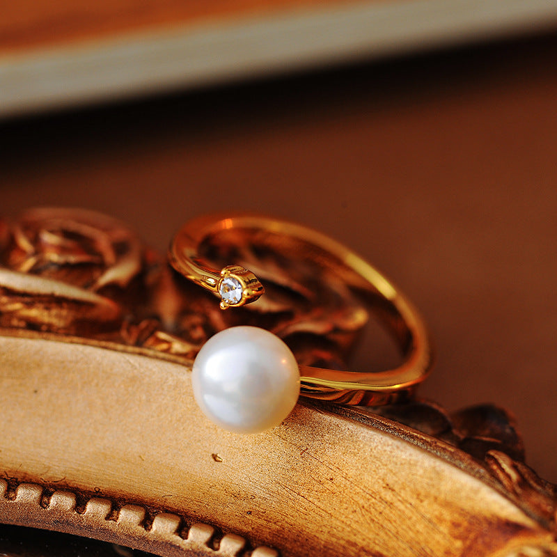 Natural pearl ring niche design high 2024 new fashion personalized jewelry jewelry jewelry adjustable