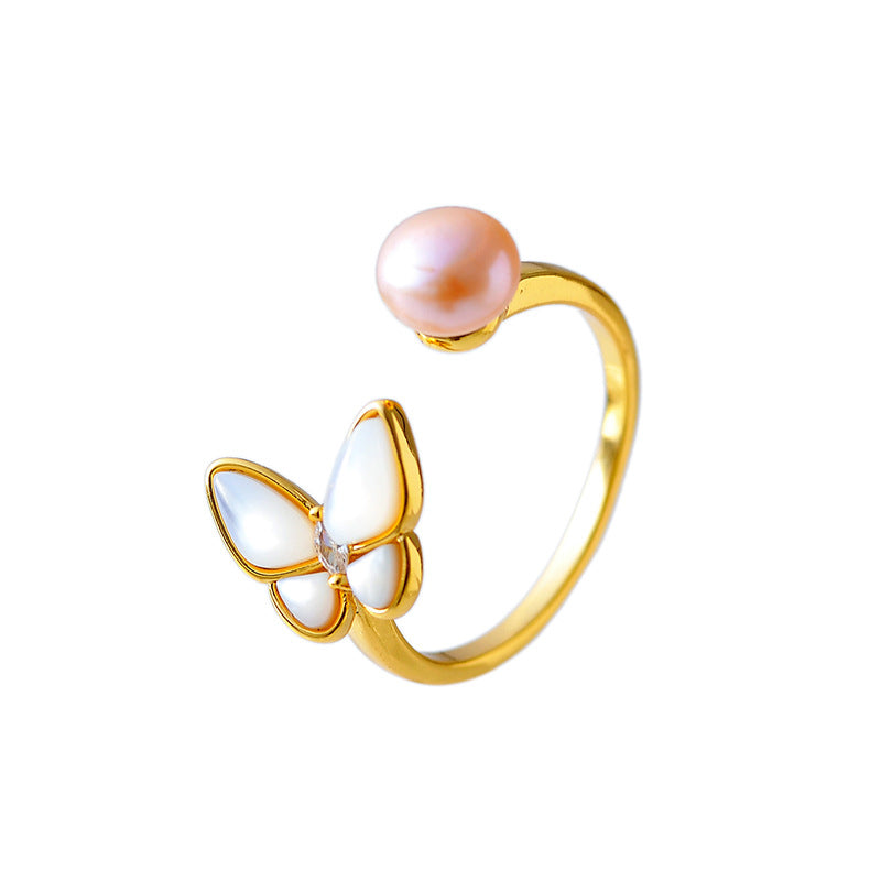 Ethereal Fairy Simulated Pearl Ring, Versatile Light Luxury Adjustable Ring for Women