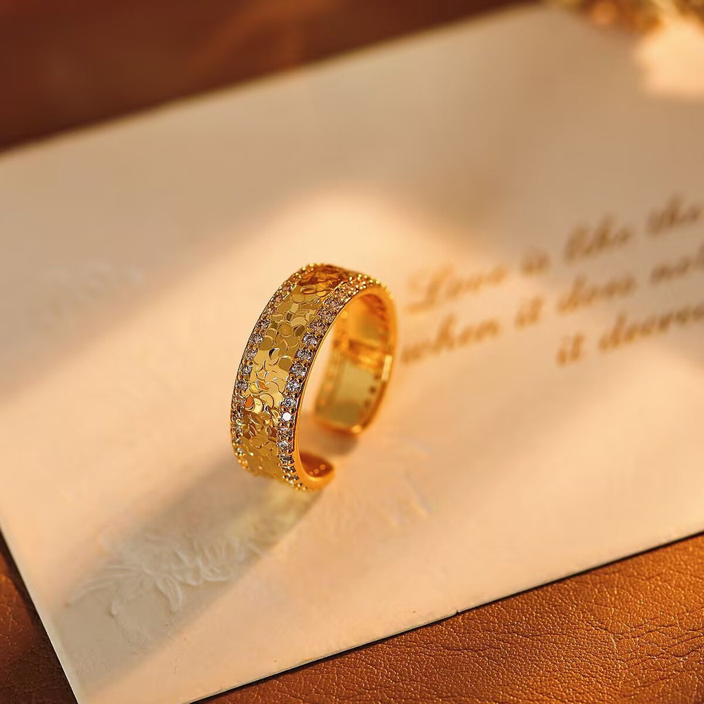 Silver-Plated Hollow Wheat Pinky Ring, Minimalist Niche Open Band for Women