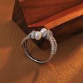 Chanel-style Knot Simulated Pearl Ring, 2024 New Micro-Pave Zirconia Index Finger Open Ring