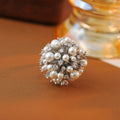 Bohemian Star Fireworks Simulated Pearl Zircon Ring, Personalized European & American Style Statement Ring Gift