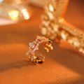 European Hollow-Out Flower Zircon Ring, Adjustable Niche Luxury Versatile Band