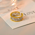 Luxury Hollow-Out Vintage Ring, Advanced Textured Fabric Design Adjustable Open Band