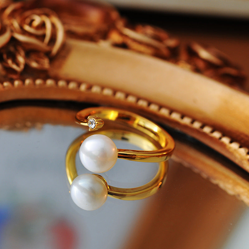 Natural pearl ring niche design high 2024 new fashion personalized jewelry jewelry jewelry adjustable