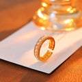 French Romantic Interlocking Simulated Pearl Zircon Ring, Adjustable Niche High-End Finger Jewelry