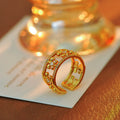 Wide Band Hollow-Out Ring, Adjustable Open European Palace Style INS Fashion Jewelry for Women
