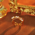 Double Star Simulated Pearl Open Ring,  Adjustable Index Finger Ring for Women