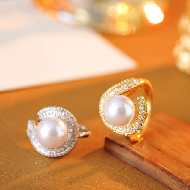 Temperament pearl ring women's niche design new popular ring simple high-end ring ring