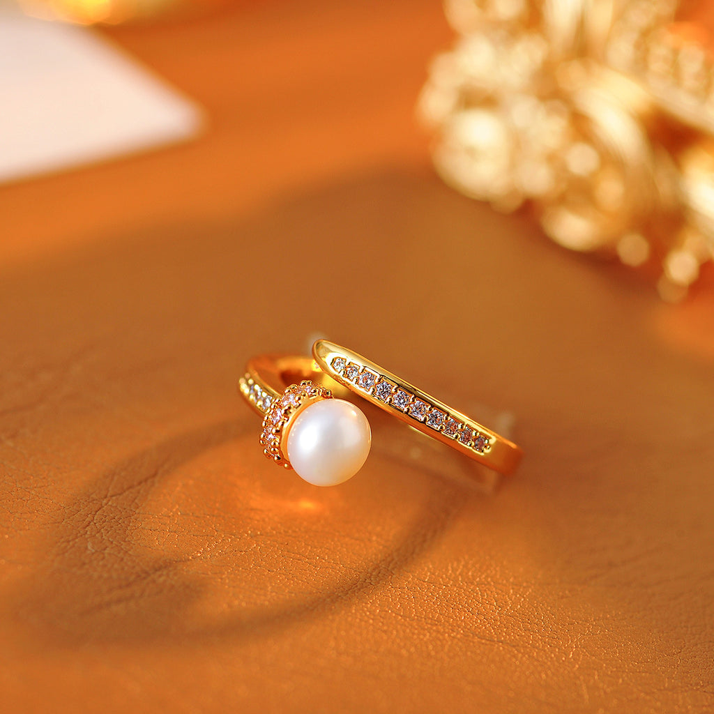 Minimalist Simulated Pearl Ring for Women, Light Luxury New Design Versatile Niche Jewelry