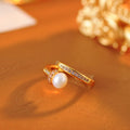 Minimalist Simulated Pearl Ring for Women, Light Luxury New Design Versatile Niche Jewelry