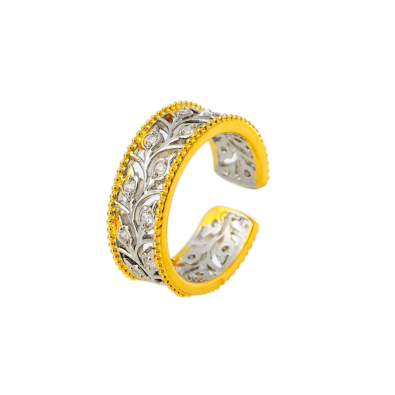 Luxury Hollow-Out Vintage Ring, Advanced Textured Fabric Design Adjustable Open Band