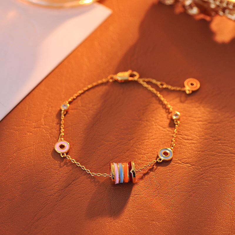 Rainbow Fashion Dopamine Necklace Ins Simple Design Exquisite Fashion Versatile Small Waist Bracelet Necklace Set