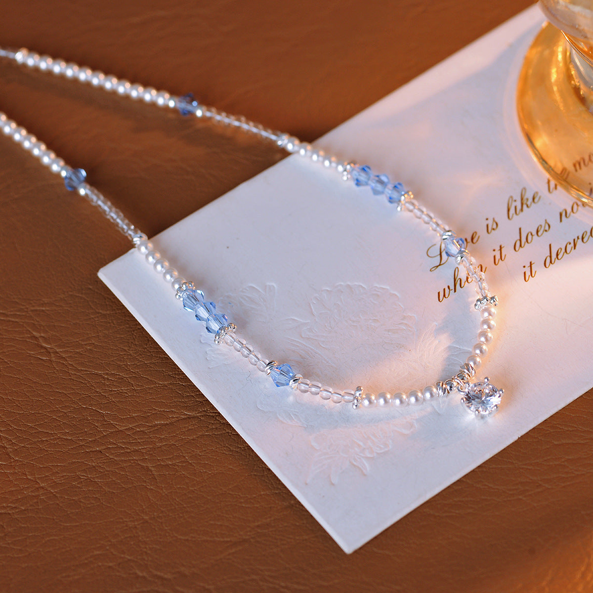 New Broken Silver Pearl Sugar Cube Necklace High-end Fashion Light Luxury Collarbone Chain Neck Chain Exquisite Accessory