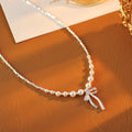 2025 New Hot Style Exquisite High-end Broken Silver Pearl Bowknot Light Luxury Niche Collarbone Necklace