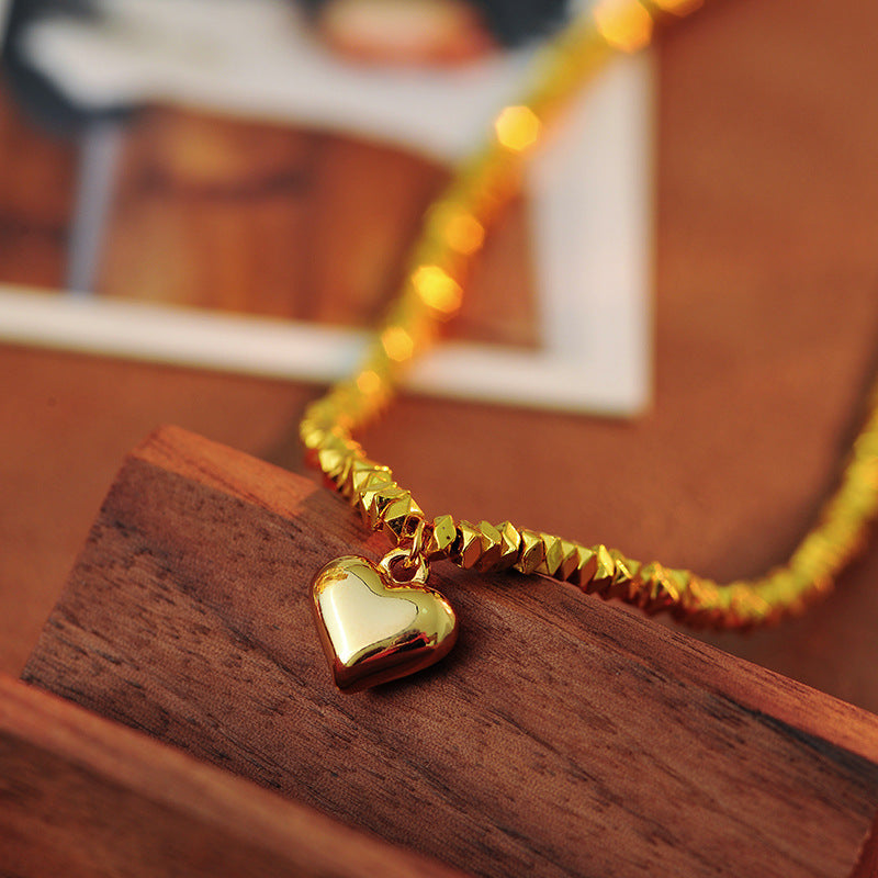 Little Red Book Same Style Broken Silver Heart Necklace Niche Design Fashion Trendy Elegant High-end Feel A10192