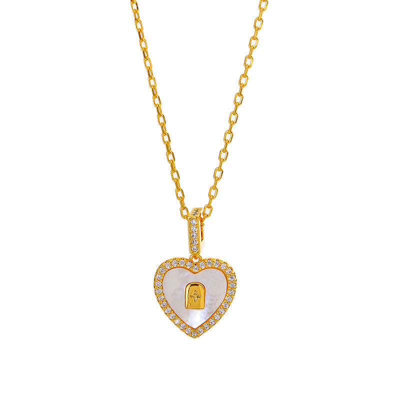 New Micro Inlaid Zircon Heart Necklace Chanel Style Elegant High-end Earrings Slimming Fashion Versatile Jewelry Set