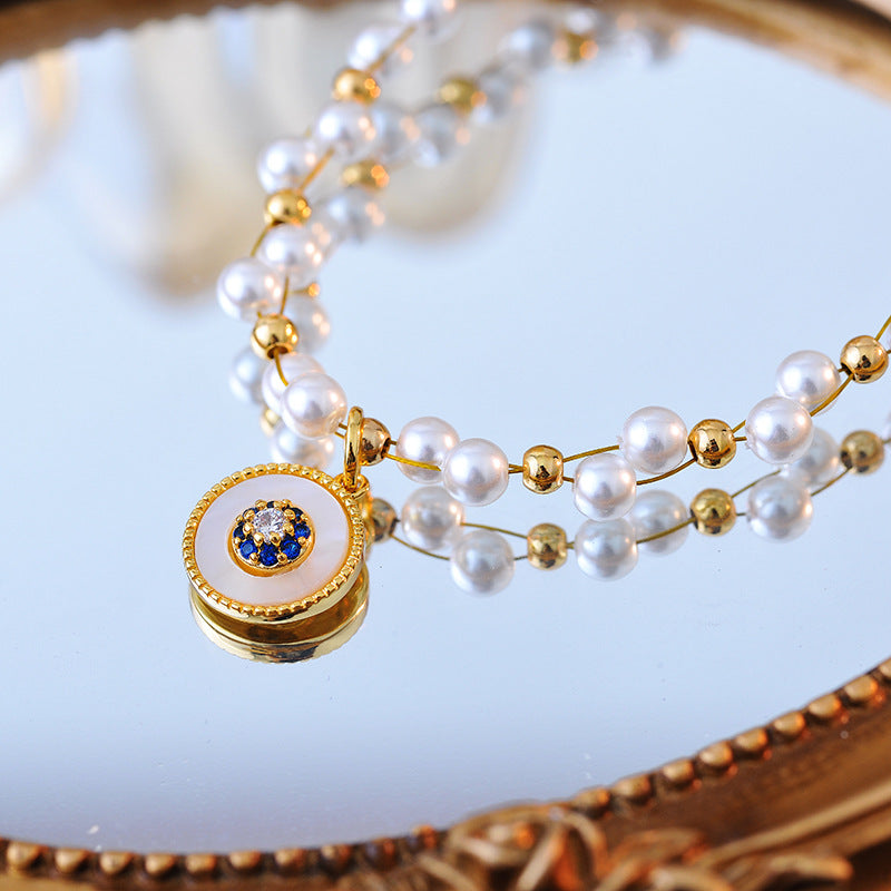 High Version Real Gold Plated Starry Sky Necklace for Women, Elegant Handmade Double Layer Stacked Niche Versatile High Luxury Collarbone Chain