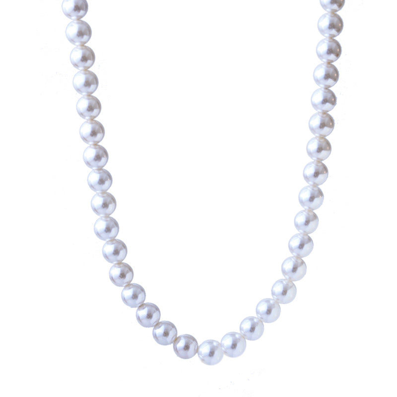 Ins Style Commuting Essential High-Quality Texture Ins Retro Shijia Zhengyuan Strong Light White Pearl Necklace