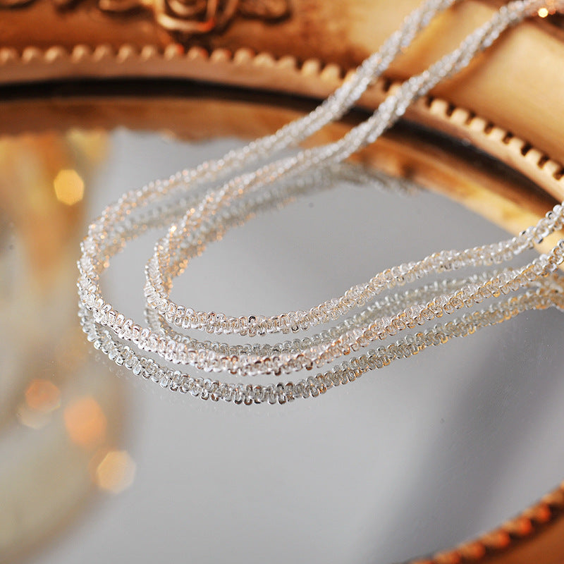 Sparkling Necklace for Women, Shiny Plain Chain, Natural Baroque Pearl Collarbone Chain, Korean Version, Niche Light Luxury Necklace