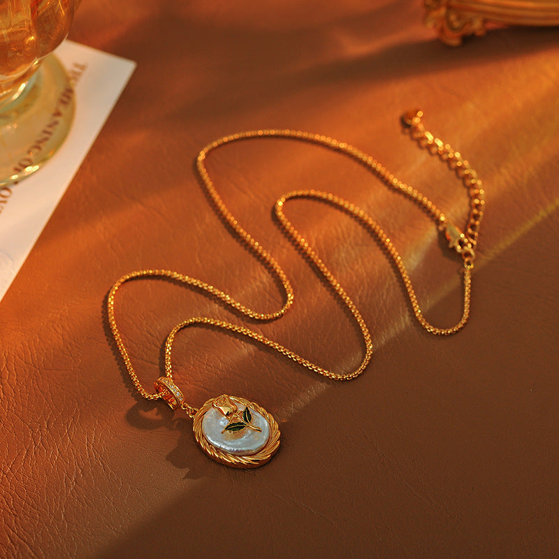 Tulip Pendant Natural Baroque Universal Clasp Pearl Necklace Light Luxury Niche High-End Elegant Sweater Choker