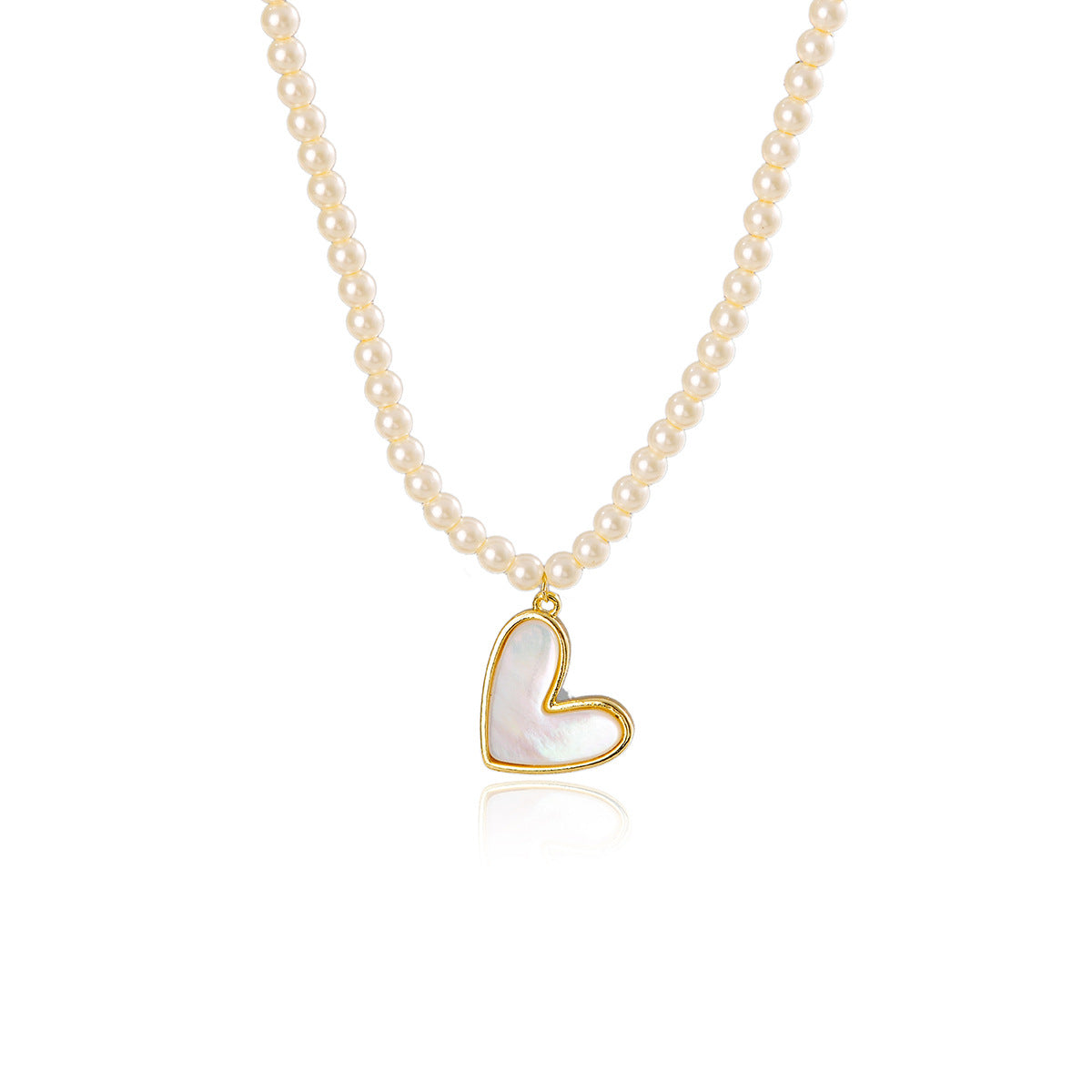 Korean Style Personality Light Luxury High-End Natural Real Shell Pendant Necklace Heart-Shaped Pearl Collarbone Chain for Women