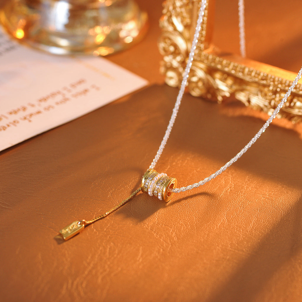 Versatile Fashion Fashion Mesh Necklace Zircon Small Waist Necklace Niche Design Sense Internet Celebrity Collarbone Chain