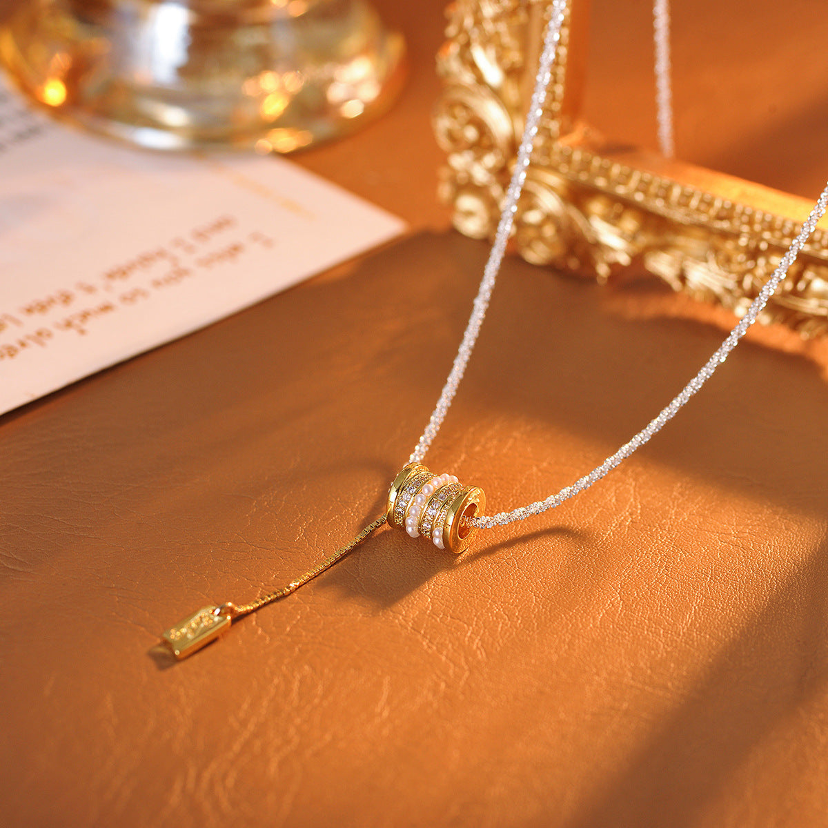 Versatile Fashion Fashion Mesh Necklace Zircon Small Waist Necklace Niche Design Sense Internet Celebrity Collarbone Chain