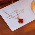 Red Four-Leaf Clover Necklace for Women 2025 New Natural Red Agate Collarbone Chain Light Luxury High-End Choker