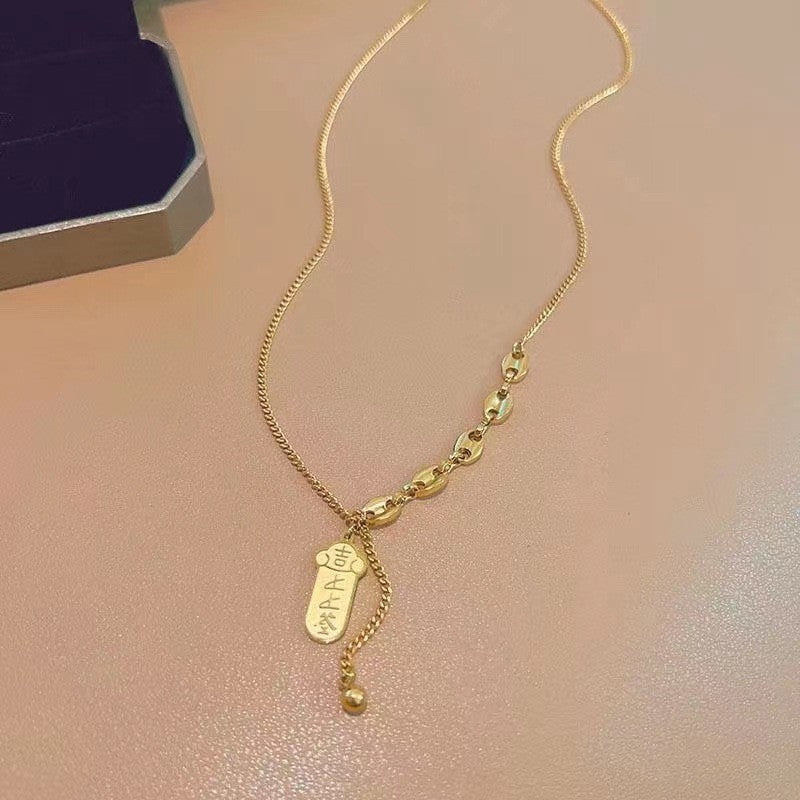 Light Luxury Niche Blind Box Lucky Sign Necklace 2025 New Women's Fortune Brand Collarbone Chain Birthday Gift