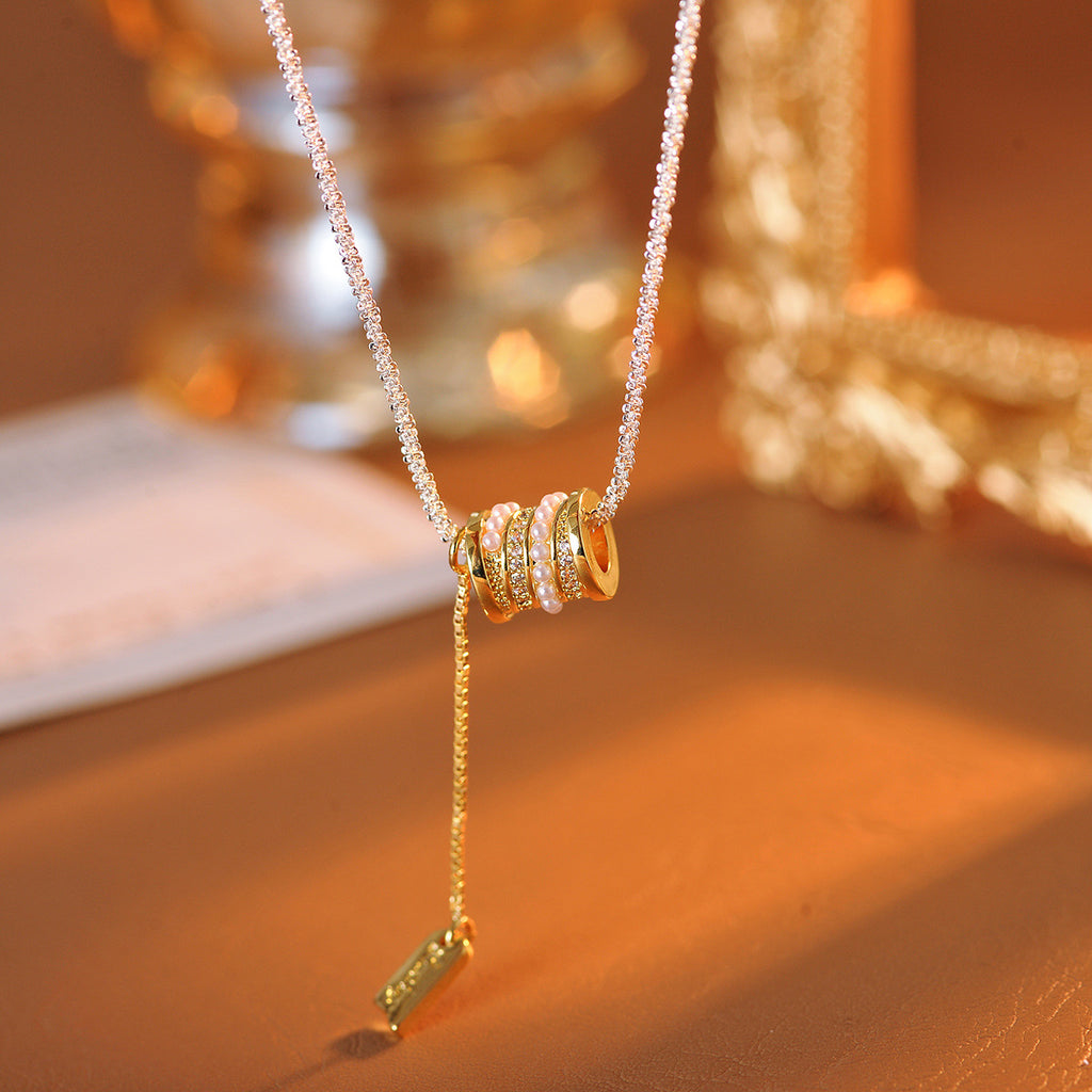 Versatile Fashion Fashion Mesh Necklace Zircon Small Waist Necklace Niche Design Sense Internet Celebrity Collarbone Chain